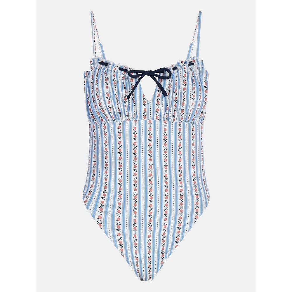 Lee One Piece Swimsuit Women M Blue New Floral Stripe Kacey Musgraves Collab